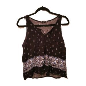 IRIS Tank Top Flowly Dainty Boho Festival Western Hippie Black White Flowy Med